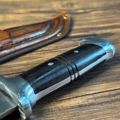 hand forged bowie knife leather sheath rambo style full set rosewood handle