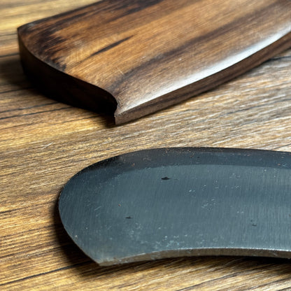 hand carved rosewood sheath hand forged golok machete traditional motif detail