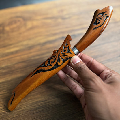 hand-forged Indonesian Laduk knife carbon steel blade side profile forged