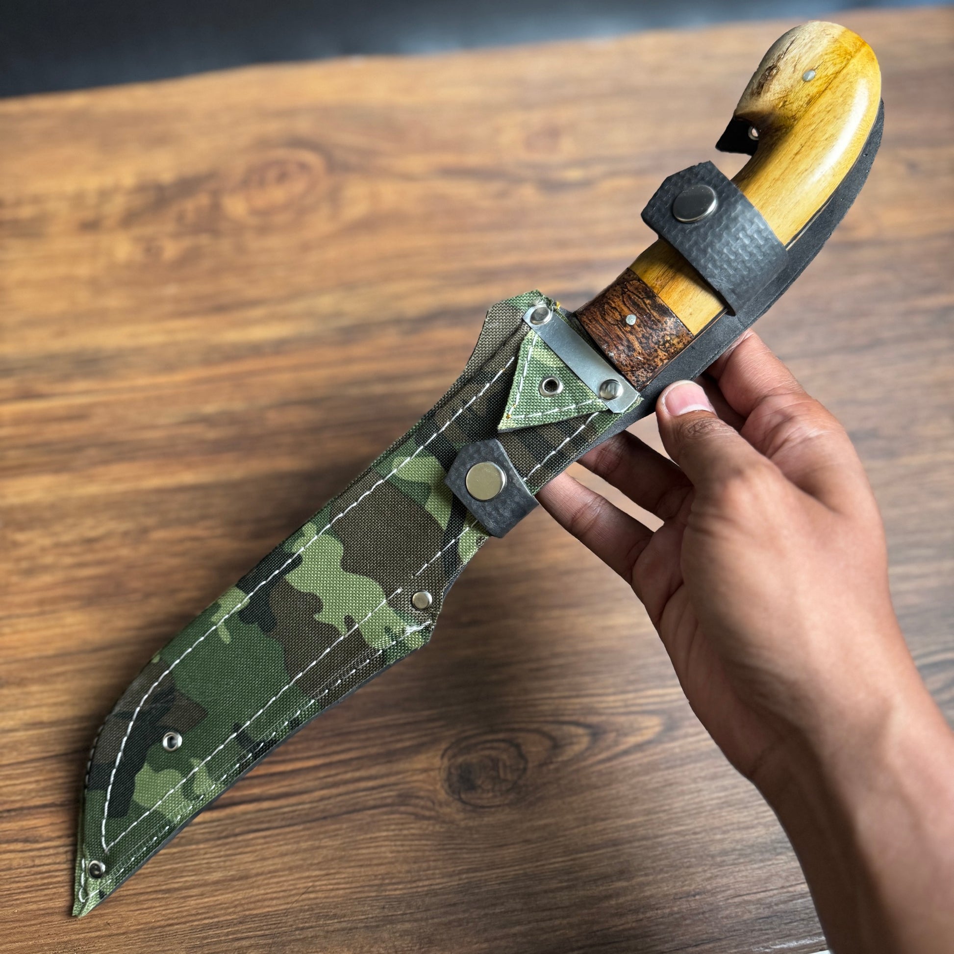 Indonesian golok machete spring steel blade side profile hand forged