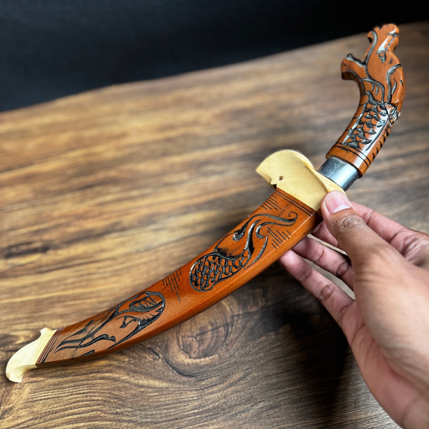 parang machete carbon steel curved blade side profile hand forged