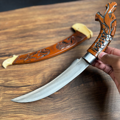 damascus steel parang machete natural pamor pattern forging marks close up