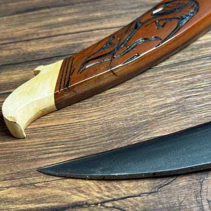 batik leather sheath parang machete carbon steel hand stitched indonesian traditional motif