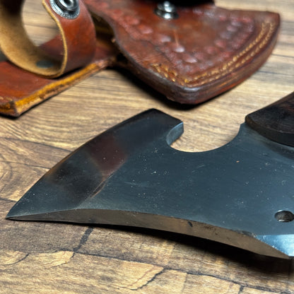 leather sheath hand-forged hatchet camping bushcraft hand stitched protective cover