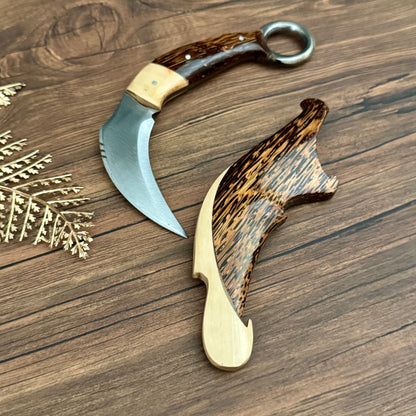 hand-forged karambit knife indonesian full tang spring steel close up