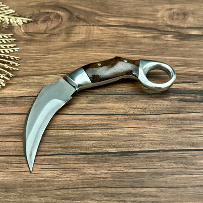 hand carved teak sheath hand-forged karambit spring steel garuda pattern indonesian