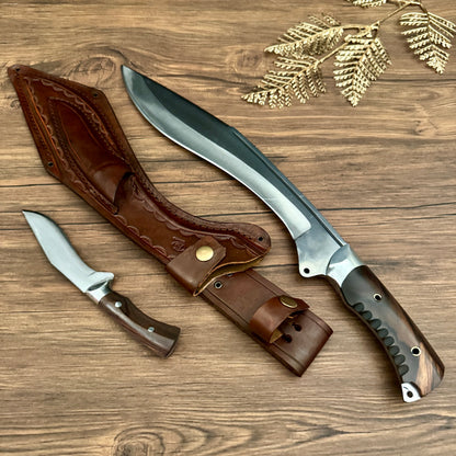 hand-forged kukri machete full tang blade spine close up detail
