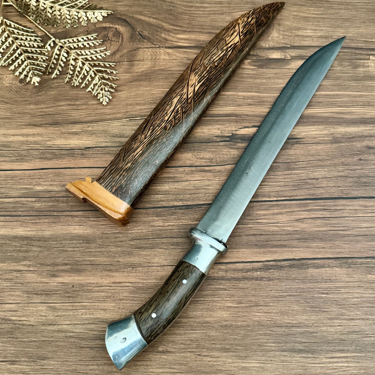 hand-forged golok machete full set palm wood handle hunting butchering