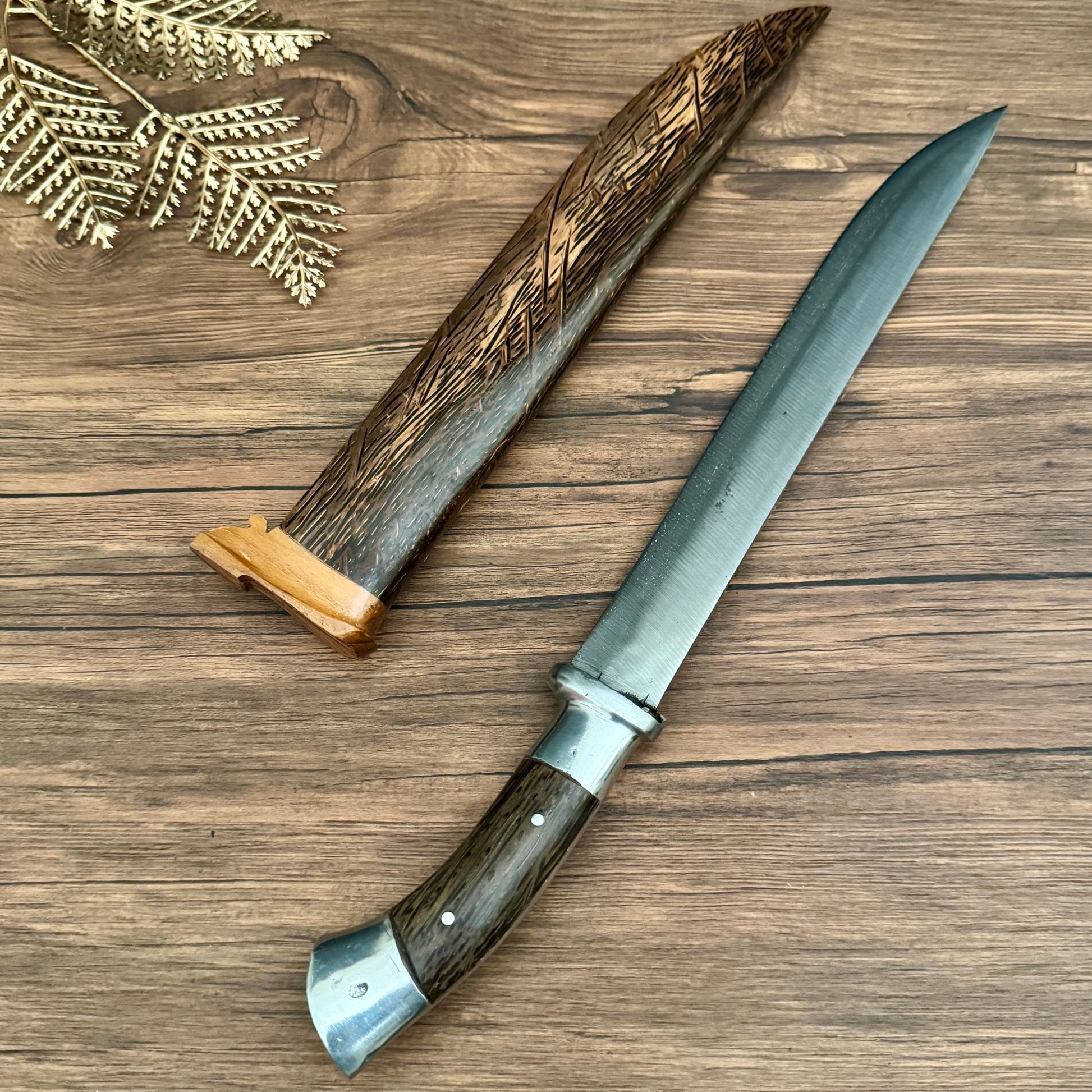 hand-forged golok machete full set palm wood handle hunting butchering