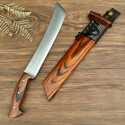 hand-forged golok machete with rosewood handle paracord wrap complete set