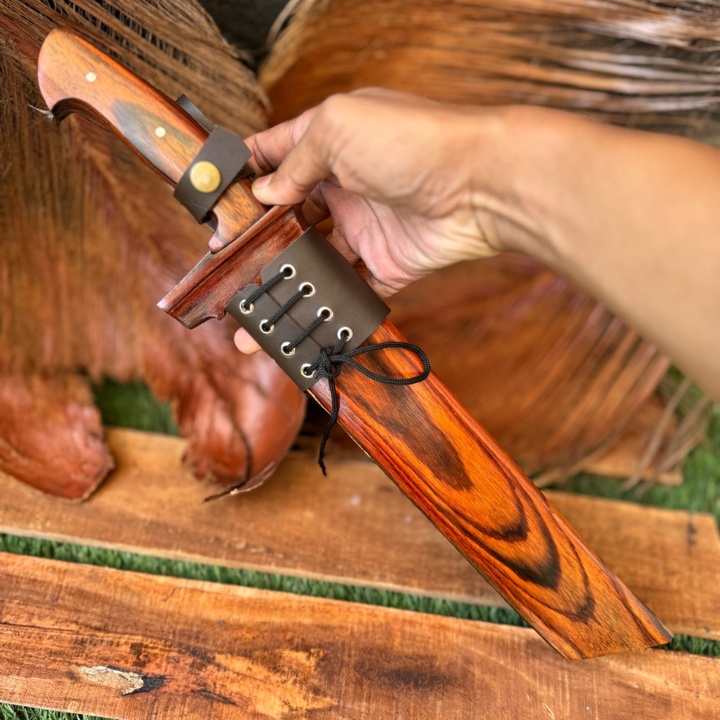 hand-forged golok machete 5160 spring steel blade side profile view