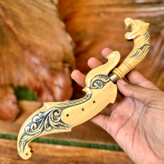 hand-forged Indonesian Kujang 5160 spring steel blade sharp side profile
