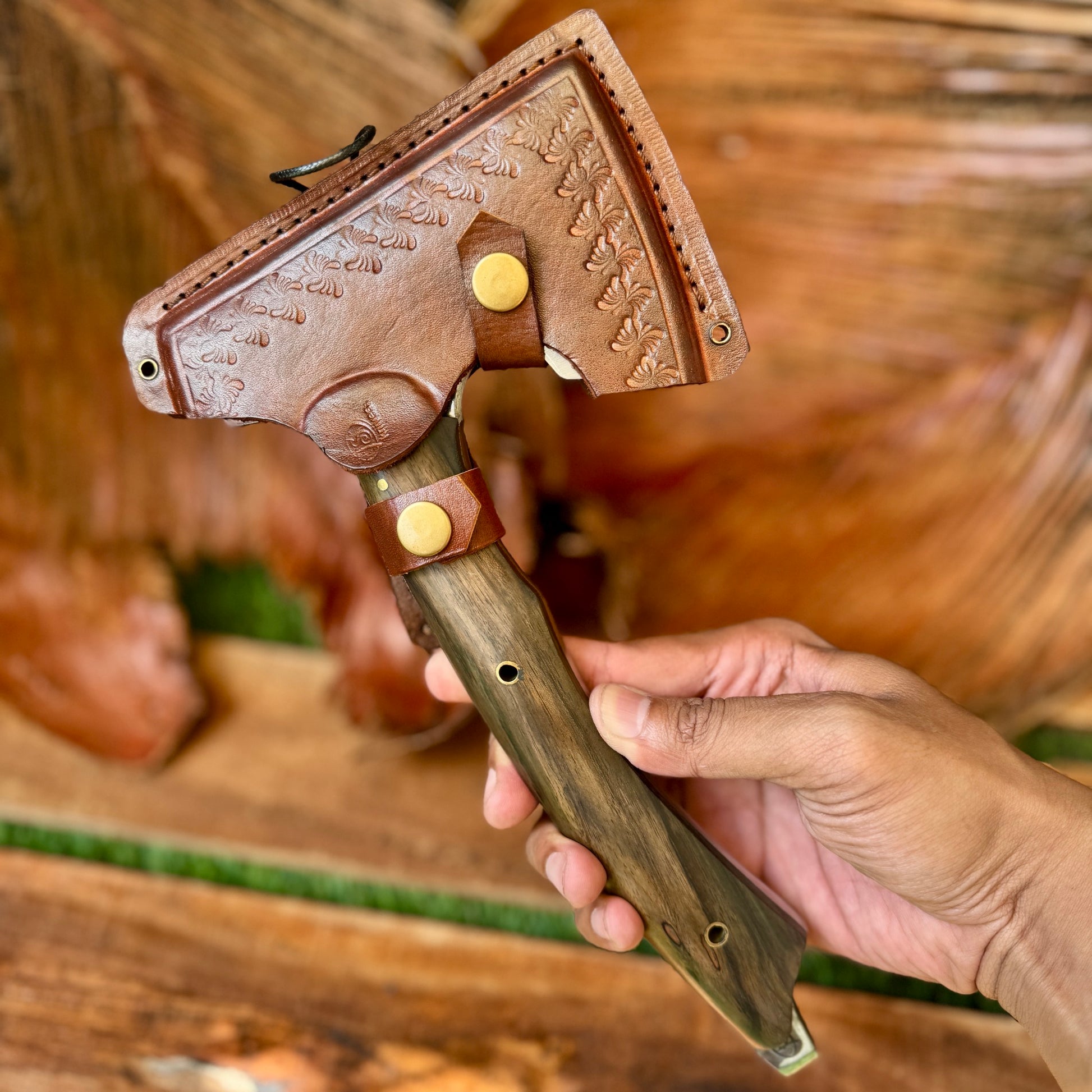 hand forged full tang axe high speed steel blade sharp side profile