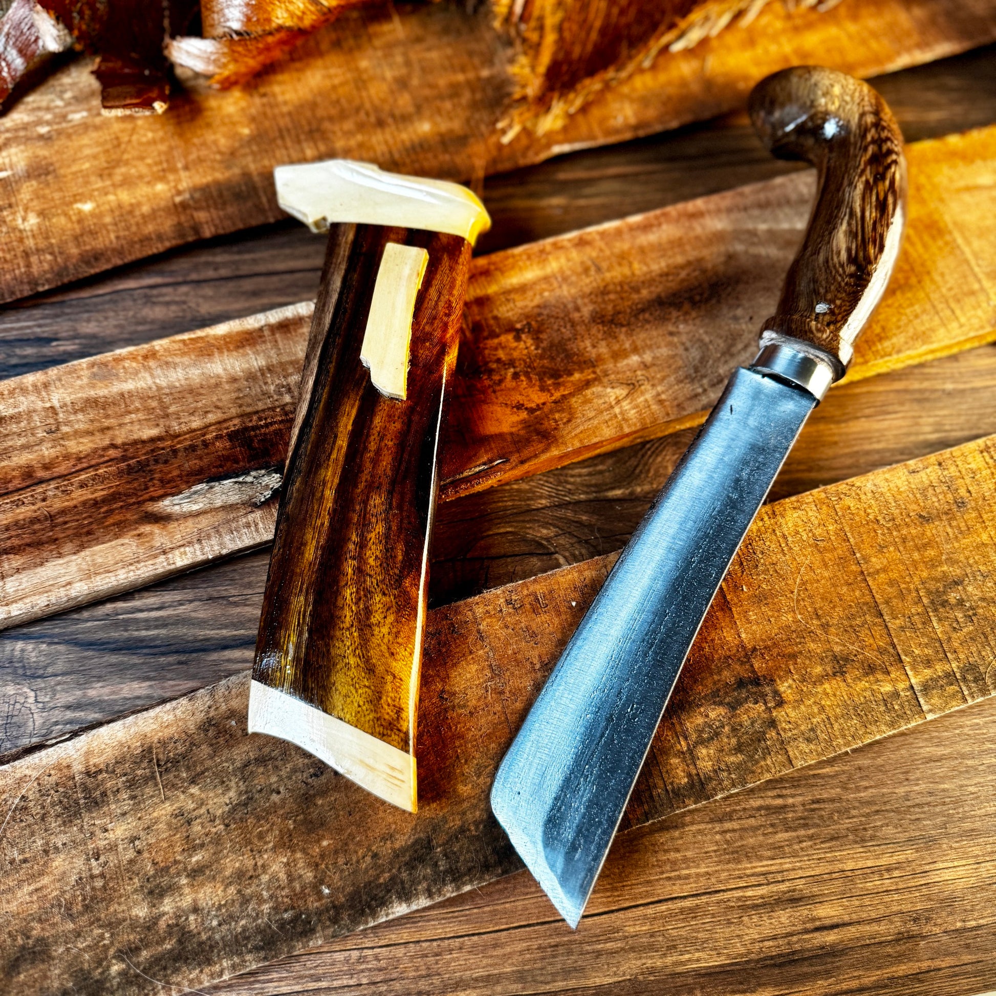 indonesian golok machete with walnut handle walnut sheath complete outdoor set