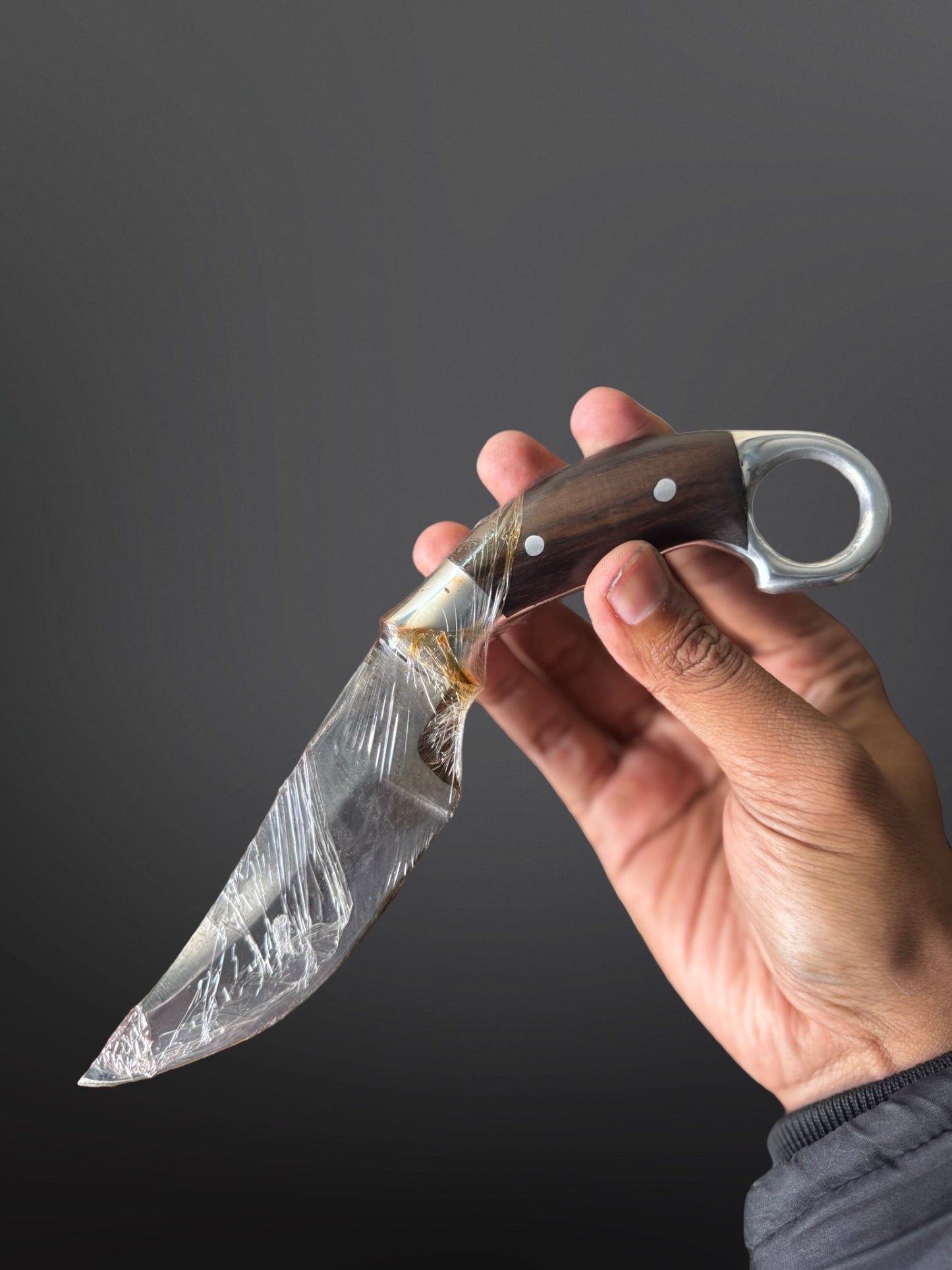 batik leather sheath hand-forged skinning knife hand stitched indonesian traditional motif