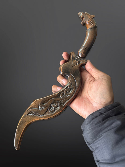Indonesian Kujang knife brass blade side profile hand forged traditional